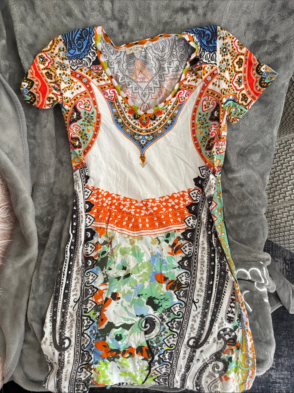 Step Vibrant Multicolor Paisley Floral Scoop Dress